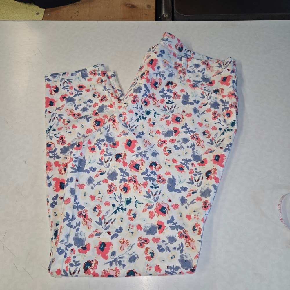Faded Glory Floral High Rise Skinny Jeans White Pink Blue Plus Size 18W VGC - Picture 8 of 10